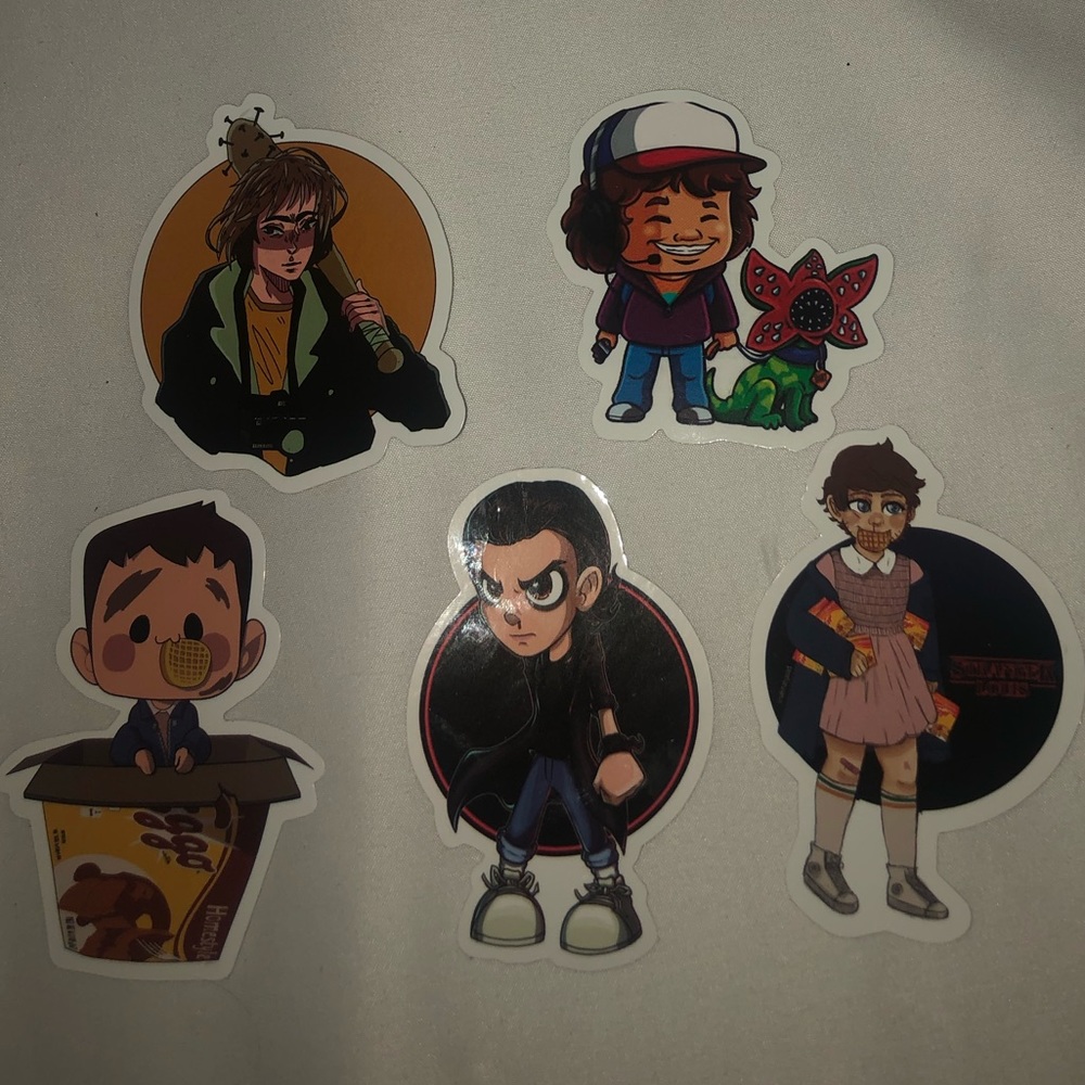 5 pc Stranger Things stickers anime edition